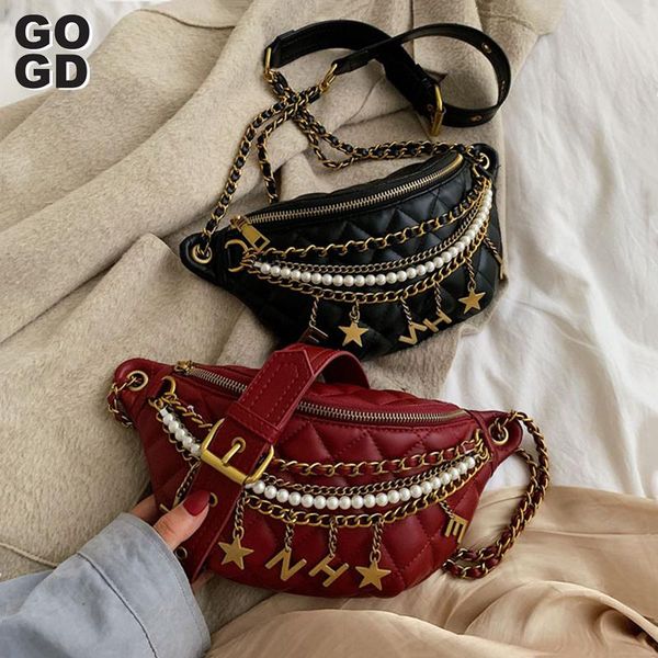 

gogd]new solid color pu leather crossbody bags 2020 summer chain crossbody bag designer lady shoulder messenger bag purse