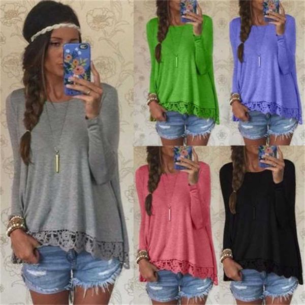 

new women's long sleeve casual loose cotton lady t shirt, White