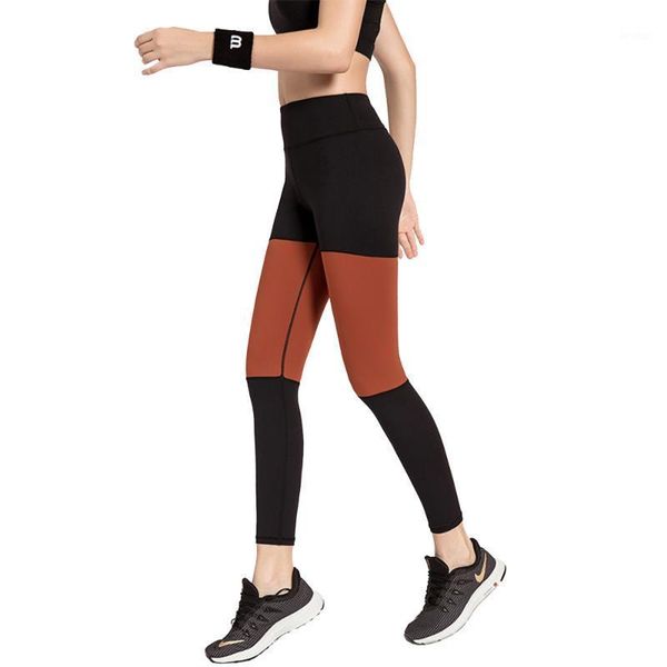 

running pants ec.ms sport women power stretchy naked feeling quick dry color blocking chocolate red leggins daily leisure tights1, Black;blue