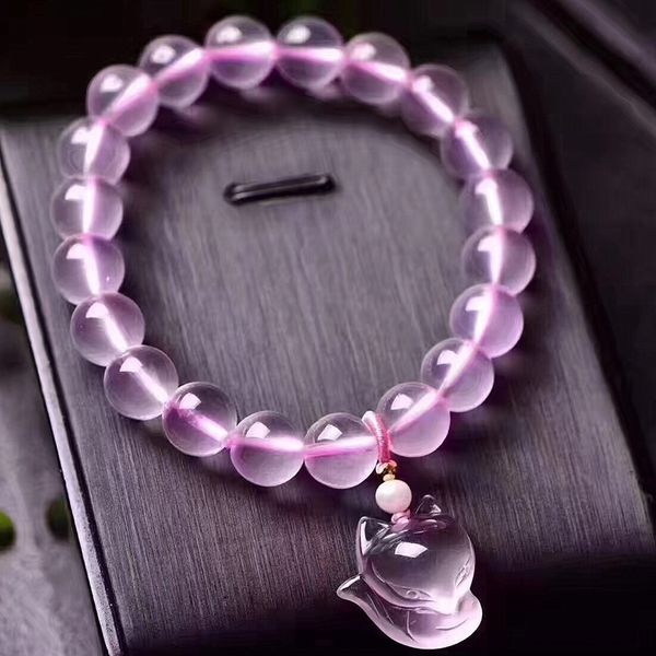 

rxqle natural 8-12mm bracelet braceletfemale mozambican fairy natural pink crystal braceletcrystal 8-12mm braceletfemale fox f pink fox moza, Golden;silver