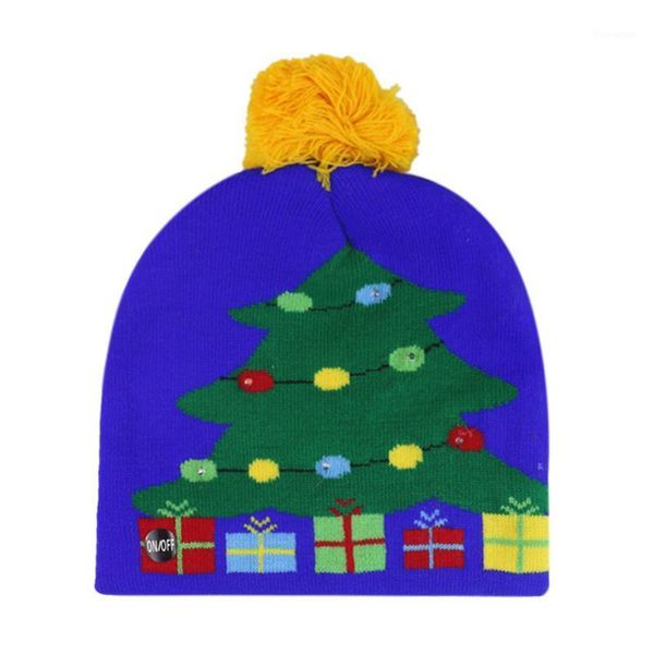 

christmas hats led snowman elk christmas tree flanged ball knitted hat colorful dazzling lights decorative hat1