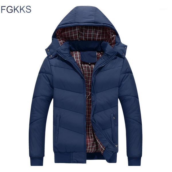 

fgkks fashion brand men's hooded jackets parka winter male thick warm jacket high fur collar jacket outerwear men parkas1, Tan;black