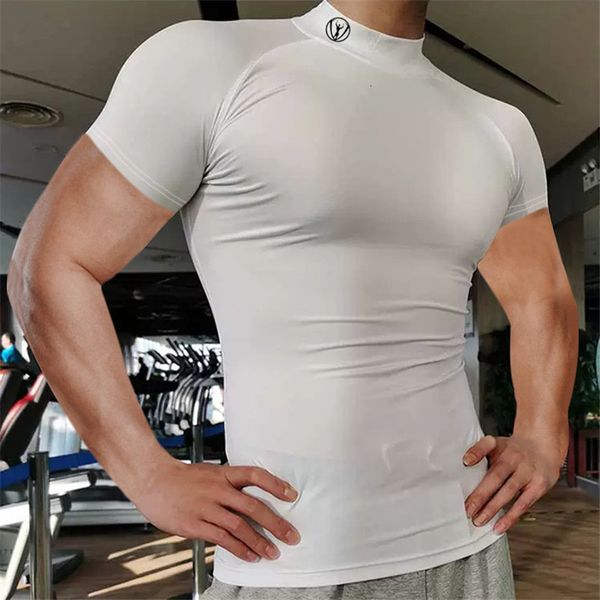 

2020 fashion fitness sportswear brand short-sleeved men's t-shirt quick-drying exercise outdoor running sports t-shir, White;black