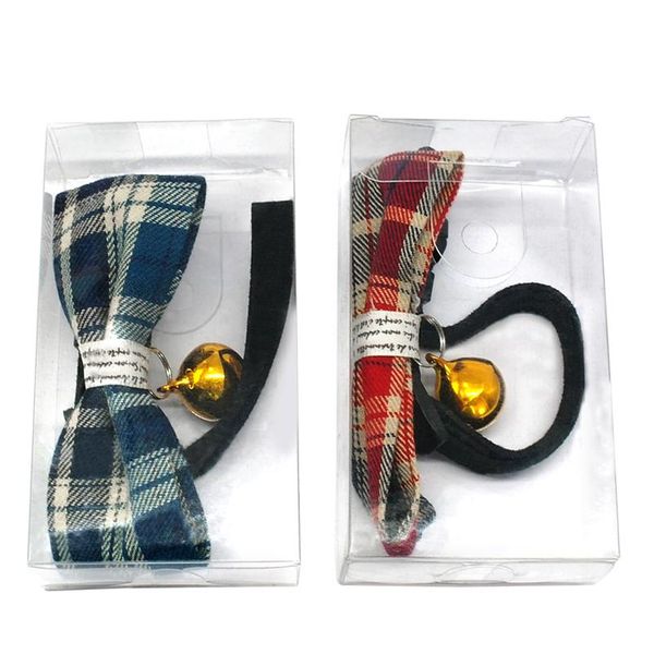 

cute plaid bow tie cat collar with bell breakaway small dog puppy kitten collars adjustable safety pet accessories for c wmthak