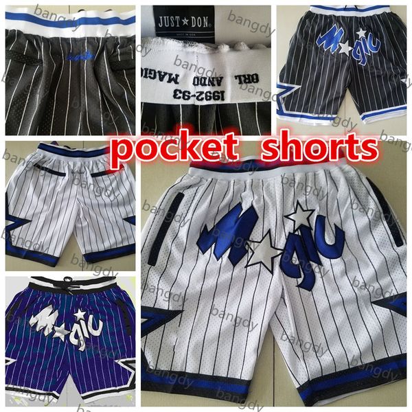 

just don mens penny hardaway tracy mcgrady grant hill zipper pocket pants strap hip-hop teams name year id tags embroidery basketball shorts, Black
