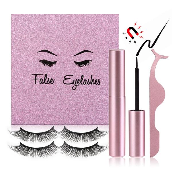 

false eyelashes magefy 2 pairs magnetic eyelashs set magnet liquid eyeliner& lashes & tweezer makeup long lasting eyelash extension