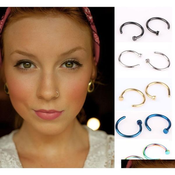 

hip hop stainless steel nose ring c shape body piercing nose ring hoop women piercing jewelry fashion will and sandy gift pzhqt, Silver