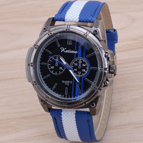 

watch fashion creative meso leather strap men's sports creative quartz watch men's watch, Slivery;brown