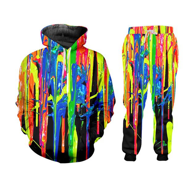 

ujwi colorful rainbow zip hoodies suits men's sweatshirt joggers funny harajuku 3d print set winter tracksuit pant jacket 201204, Gray