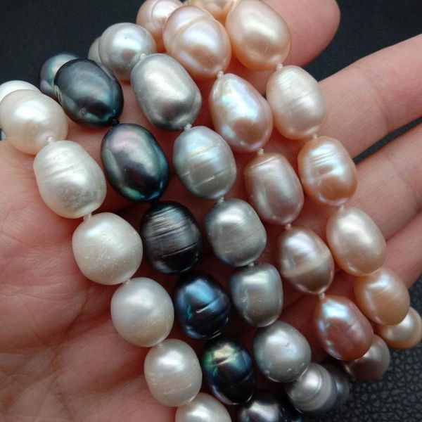 

8' 10x12mm pink white gray black purple rice pearl bracelet ing