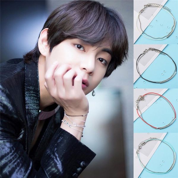 

pinksee 1pc leather rope metal chain bracelet for women men charm accessories, Black