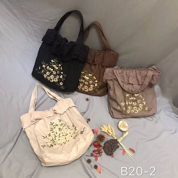 

2020 summer new embroidery hand style art embroidery small flower lace linen bag casual handbag versatile 5682 vje2n