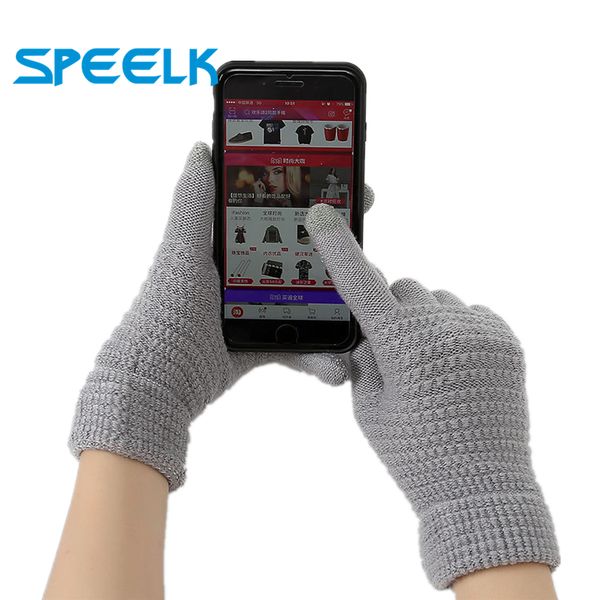 

brand new touch screen men women winter knitted warm ski glove fashion mittens female driving knit gloves, Blue;gray