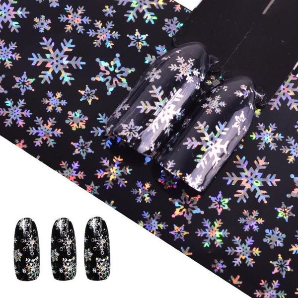 

new4*100cm/roll christmas silver snowflakes foil transfer glitter stickers 3d nail art decals designer manicure decoration