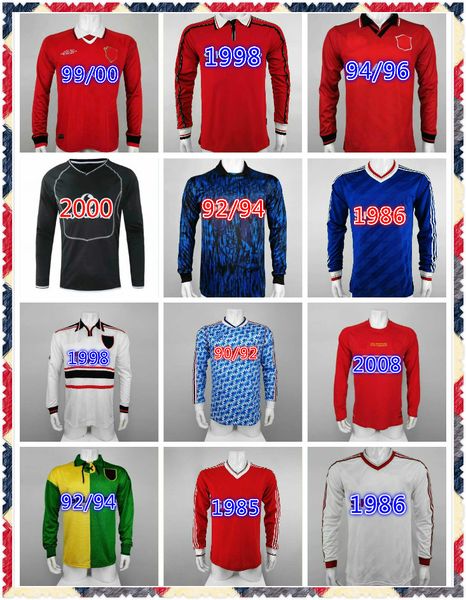 

manchester long sleeve 1986 1988 man retro soccer jersey giggs ronaldo beckham cantona rooney solskjaer 86 88 football shirt classic, Black;yellow