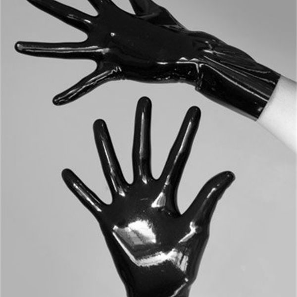 

rubber moulded short black 3d seamless latex fetish gloves, Blue;gray