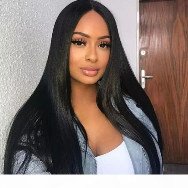 

360 straight human hair wigs preplucked with baby hair long silky straight middle part brazilian virgin glueless lacefront 360 frontal wig, Black;brown