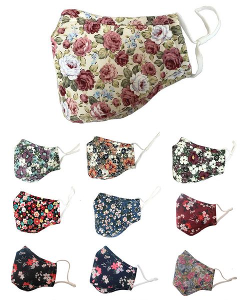 

cotton masks breathable 2021 floral foldable party printing face mouth mask pm2.5 washable dustproof anti-smog protectiv e010