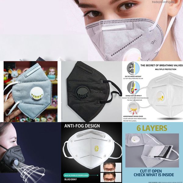 

factoryyliksupply 6 factory retail layer 95% filter packaging designer face mask activated carbon breathing masks respirator valve