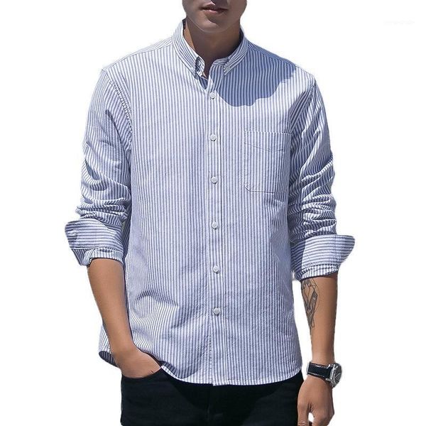 

quality men's oxford wash and wear striped shirts 100% cotton casual pocket shirt slim fit design men's dress sbutton hirts1, White;black