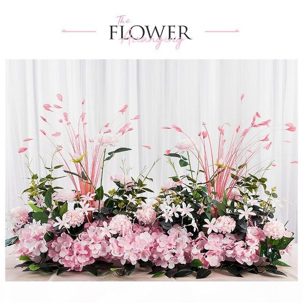 

50 100cm peacock leaf peony artificial wedding flower wall arrangement supplies flower road guide row decor background kgh006