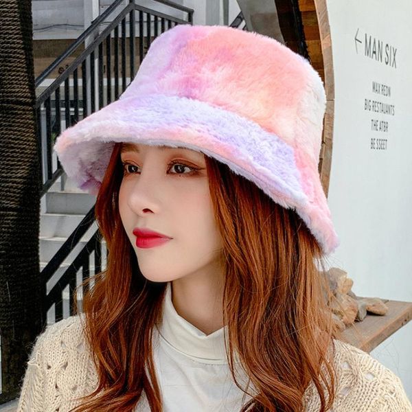 

ht3394 bucket hat thick warm colorful soft fleece women hat flat packable panama ladies fishing bucket cap winter, Blue;gray