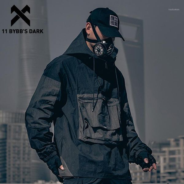 

11 bybb's dark patchwork pockets dark loose jackets 2020 autumn streetwear tactical function pullover harajuku hip hop coat1, Black;brown