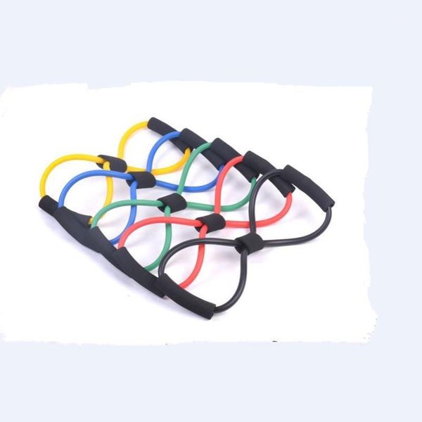 

yoga 8 type body building fitness equipment tool resistance training bands tube workout pulling exercise1