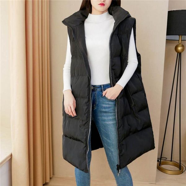 

170kg plus size winter hooded long padded vest jacket women bust 170cm 7xl 8xl 9xl 10xl 11xl loose black sleeveless vest women1