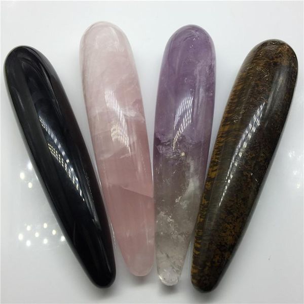

decorative objects & figurines 18cm natural quartz crystal massage wand rose large healing stone yoni stick as women gift