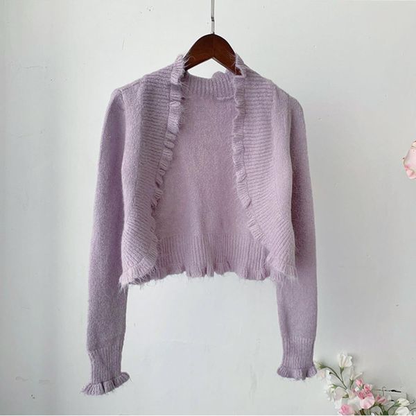 

short sweater cardigan autumn purple women's long sleeve jacket harajuku cotton woman coat lolita clothes womens, White;black