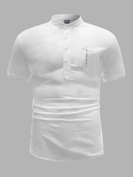 

men letter graphic fitted shirt 46ge#, White;black