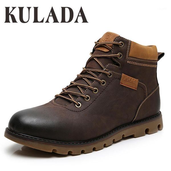 

kulada boots men winter shoes super warm leather shoes leisure skid boots men lace up sneaker casual1, Black