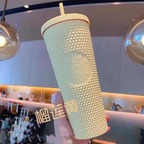 

24 oz durian personalized starbucks iridescent bling rainbow unicorn studded cold cup tumbler coffee mug with plastic straw lovesr3h7
