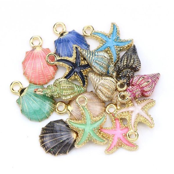 

15 pc a+ fashion metal alloy ocean shell christmas charm decor set pendant drop ornaments hanging diy de jlldbh, Black
