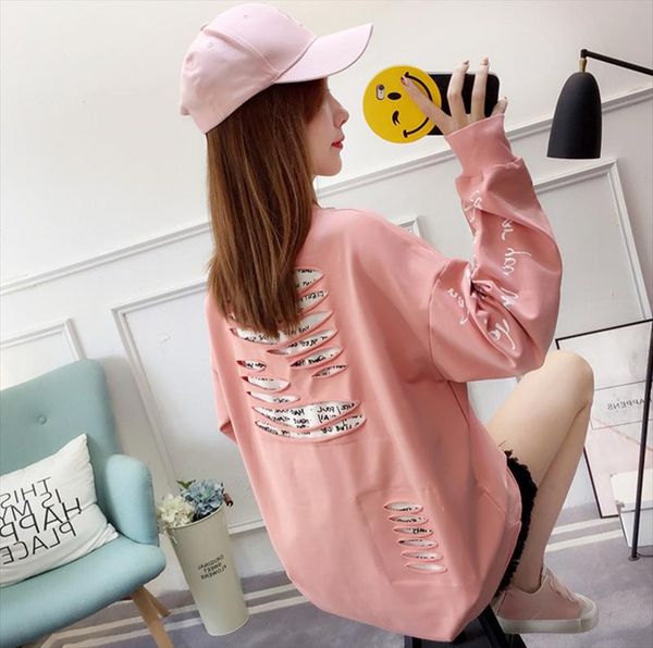 

1723 korean fashion student loose large size hip hop sweatshirt harajuku streetwear tracksuit women white black yellow pink drop shipping
