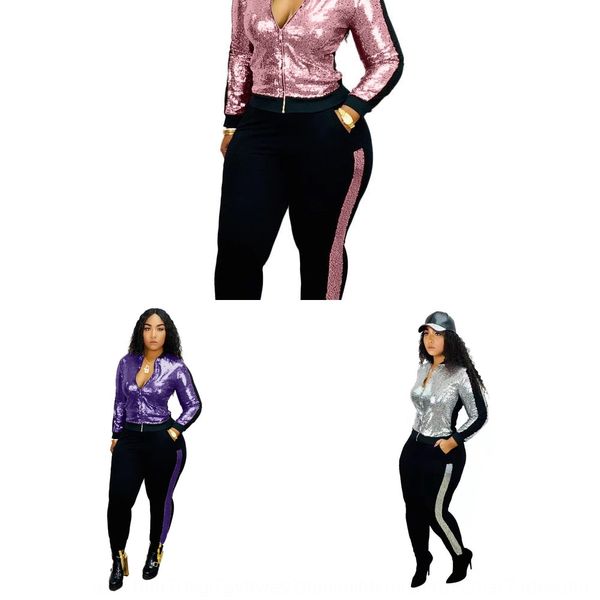 

2020 женщин осенью и зима новой моды сексуальных блесток блестки досуг двухсекционных женщины 9600 # 3gzc6, Gray