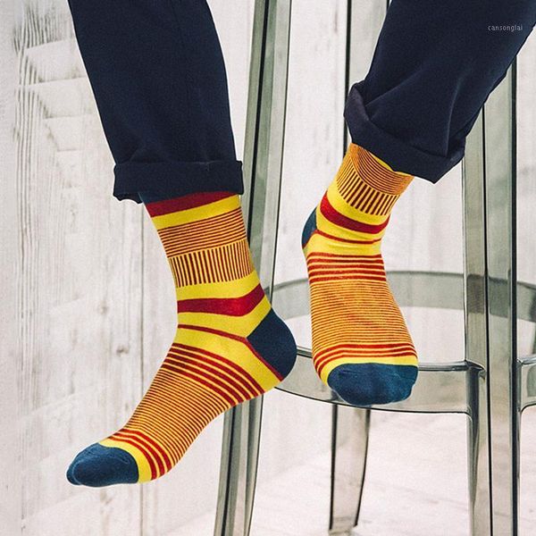 

5 pairs/lot new style brand men socks fashion colored striped meias cotton sock cool mens happy socks calcetines hombre1, Black