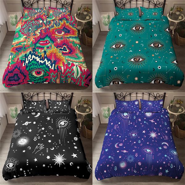 

новый microfiber домашний текстиль 2 / 3шт постельные принадлежности набор глаз star 3d печать номер декоративные пододеяльник с наволочкой