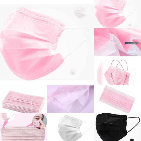 

meltblown disposable mascherine face mask pink cne black non woven masks three layers anti-dust 8sje