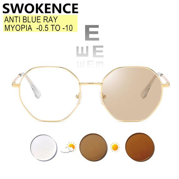 

sunglasses myopia glasses prescription -0.5 to -10 women men alloy frame diopter customized nearsighted blue light blocking discolored f077, White;black