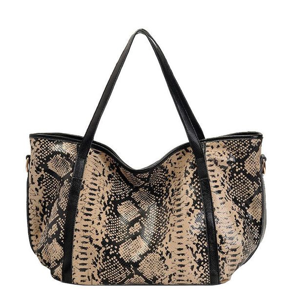 

women's trend large capacity serpentine handbags and shoulder pockets lady's genuine leather fashion casual female totes 2-color t