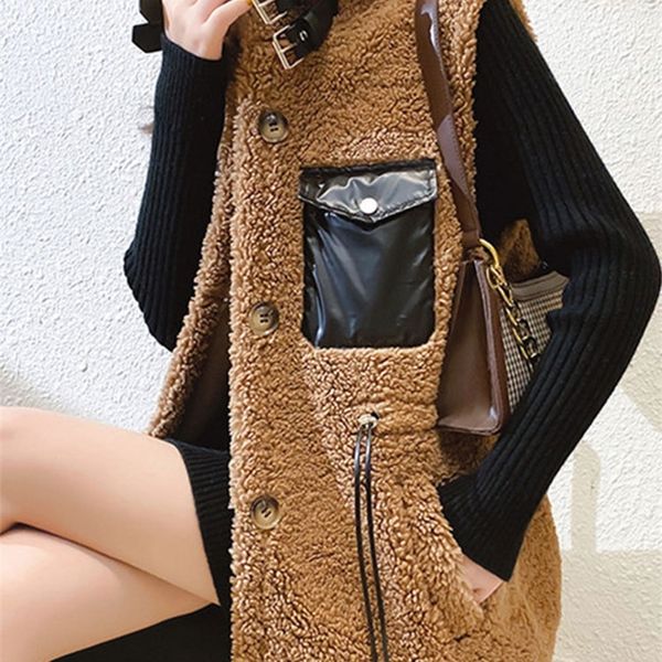 

women winter vest sleeveless jacket for women wool coat waistcoat female vest winter woman 201102, Black;white