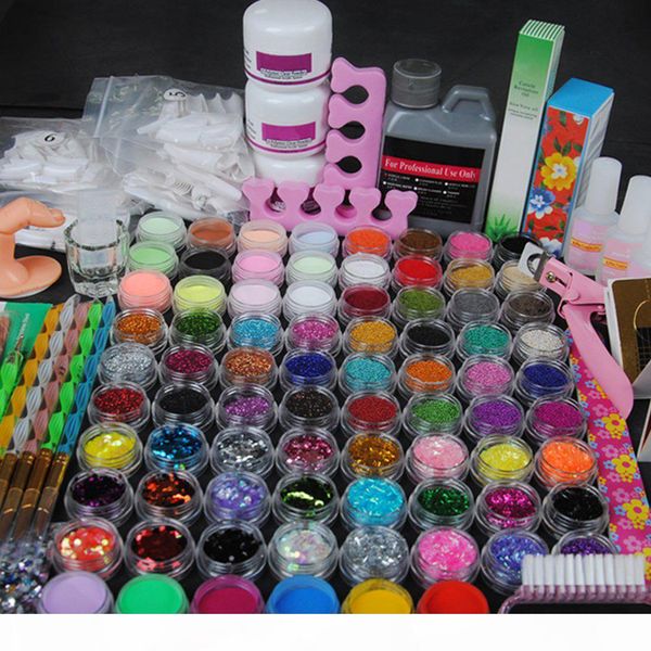 

acrylic manicure set 78pcs acrylic powder glitter for nail art kit crystal rhinestone brush decoration tools kit for manicure