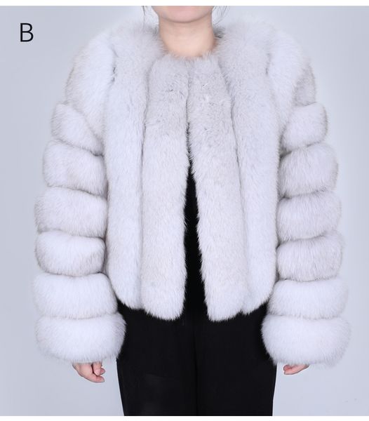 

fox 2021 new fur coat, warm natural skin coat j8c6, Black