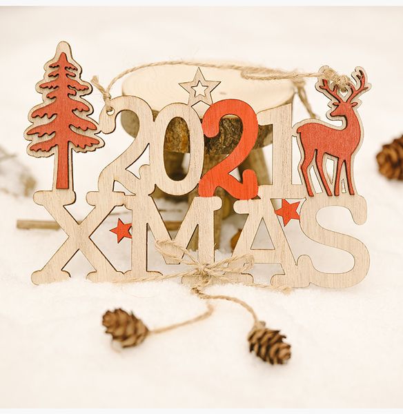 

new year elk wooden craft tree 2021 hang pendant xmas ornaments christmas decorations for home navidad