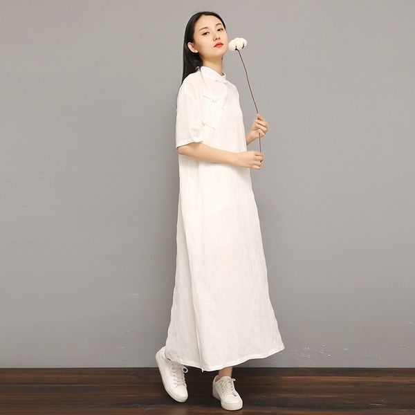 

5x8rk 2019 jacquard dressspring and summer tencel linen crossbody 2019 sleeve improved 3.10 cheongsam half dress dressjacquard dressspring a, Black;gray