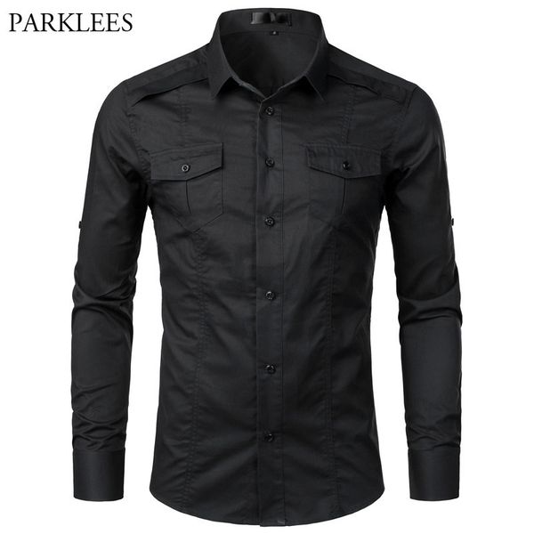 Camisa tática de camisa marca nova mensagens de cargas de cargas camisas com bolso mola manga longa algodão chemise homme camisa s-xxl 201026