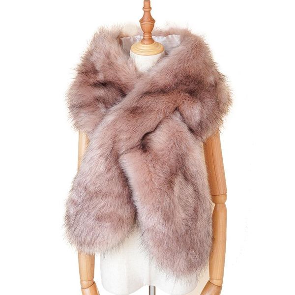 

fashion-2020 women faux fur shawls and wraps winter warm scarf ladies faux fur collar female wool, Blue;gray