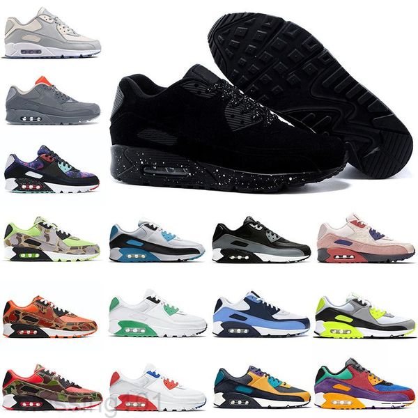 

wholesale fashion men sneakers shoes classic 90 men and women casual shoes sports trainer cushion surface breathable sports shoes bt11, Black